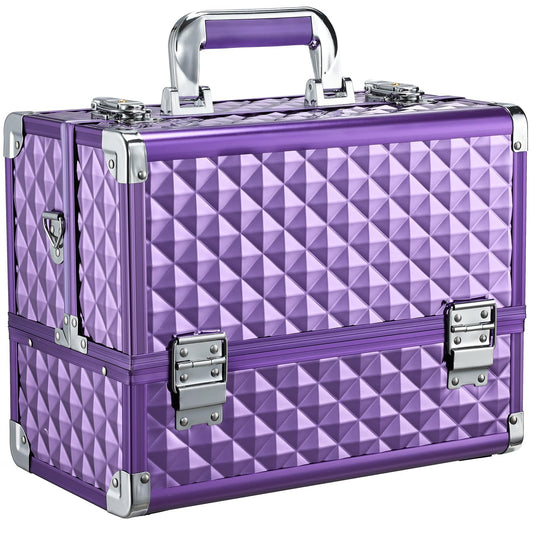FRENESSA makeup train case 12-6 inch purple travel-ready design.