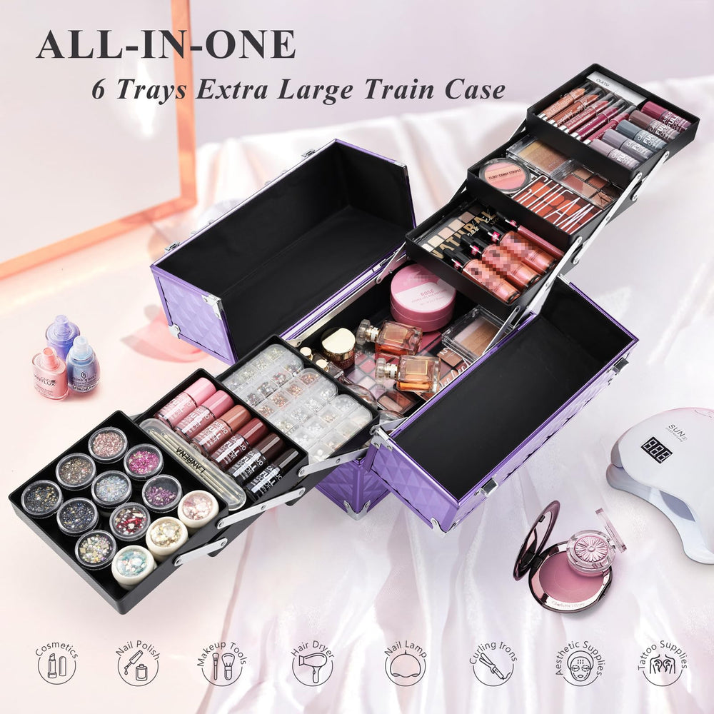 FRENESSA train case bottom space accommodates palettes and larger items