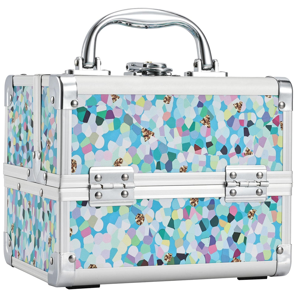 FRENESSA mosaic train case with mirror for easy makeup access during playtime