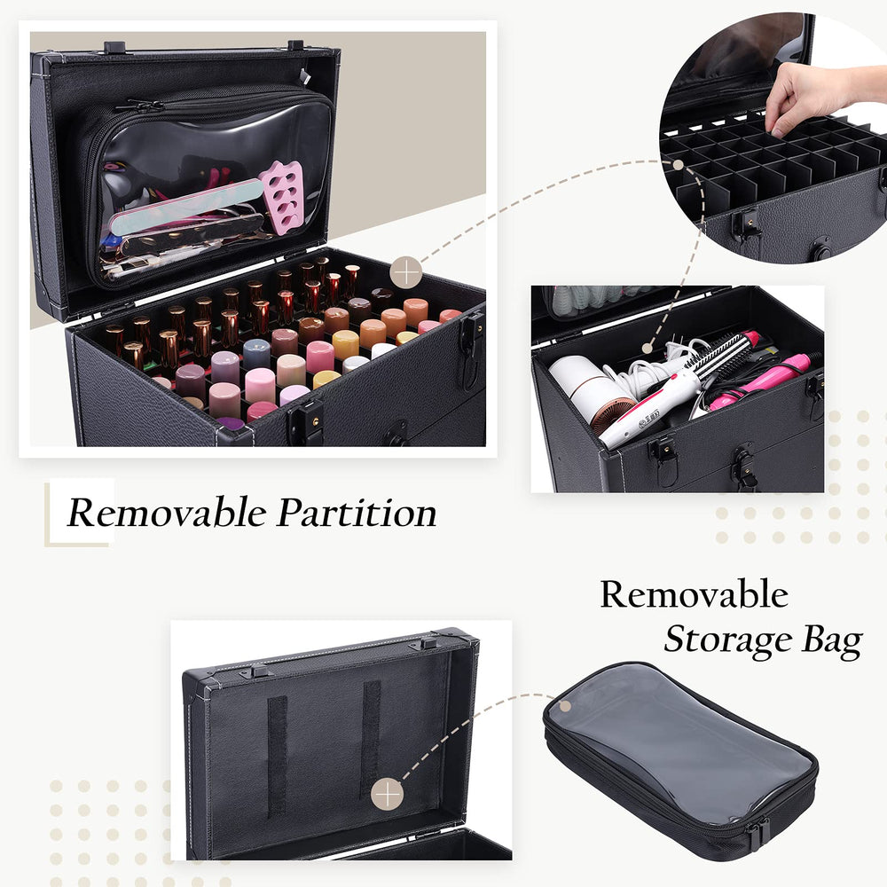 Frenessa top polish slots with removable dividers for flexible storage.