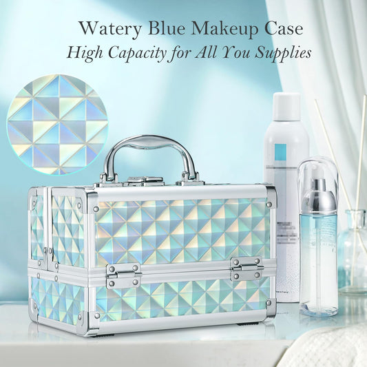 FRENESSA train case with extendable tray and mirror for easy viewing