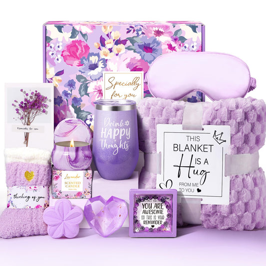 Frerdui lavender blanket gift basket for cozy nights at home
