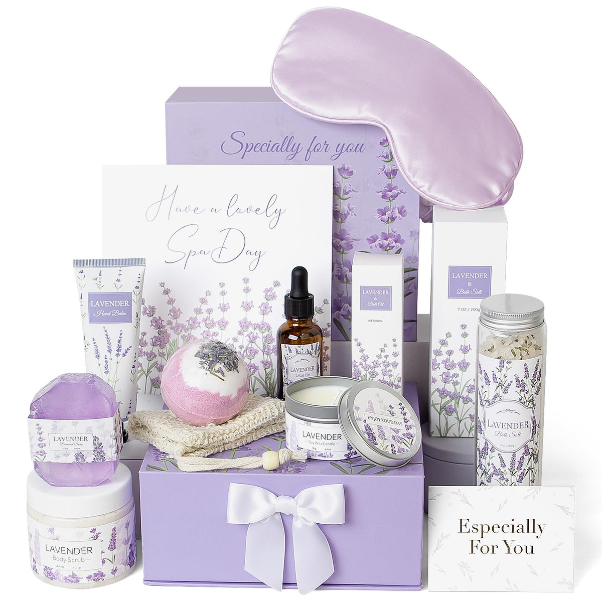 Frerdui Lavender Spa Gifts Set package display for a complete home spa ritual