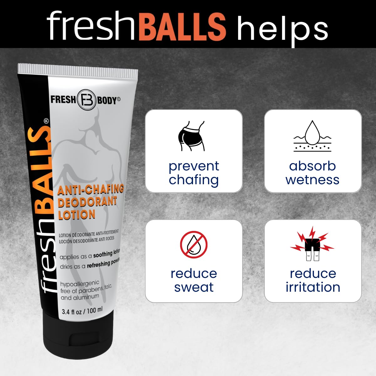 Fresh Balls Cream packaging inside box, hypoallergenic formula