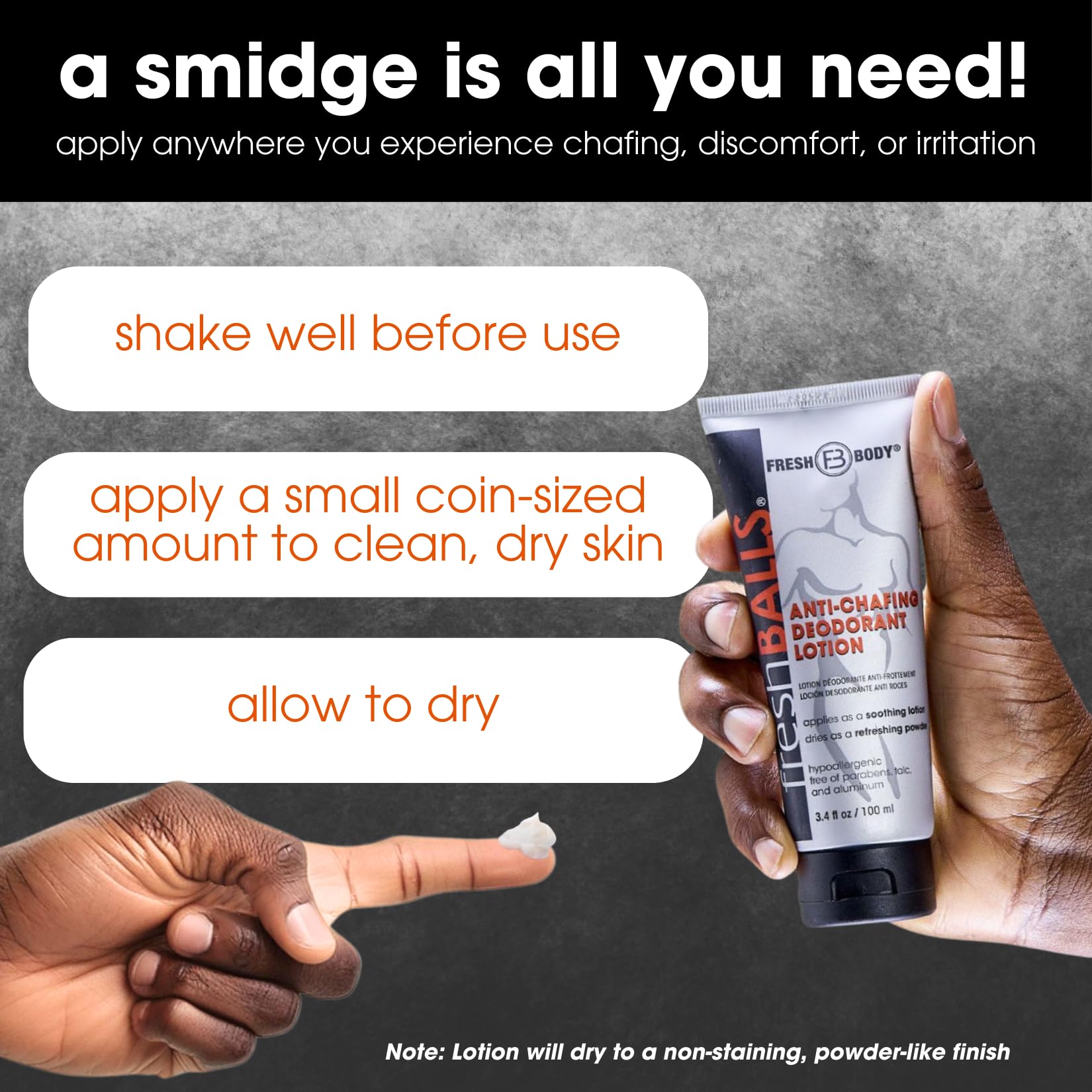 Fresh BALLS Lotion made in the USA and not tested on animals.