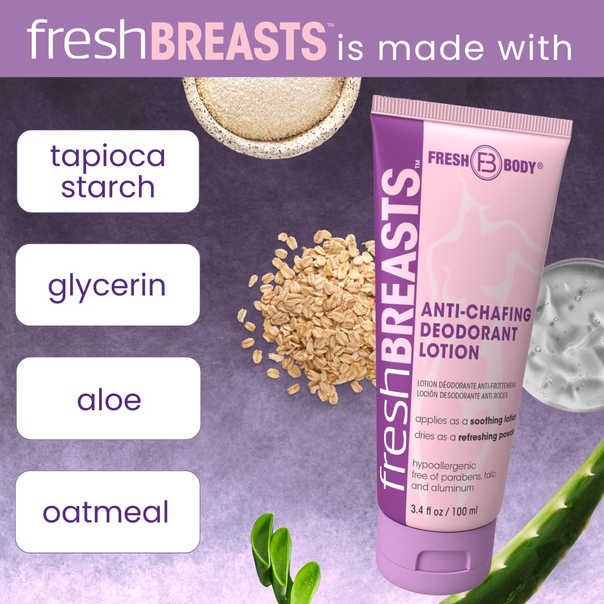 Applied on thighs and underarms for chafing relief