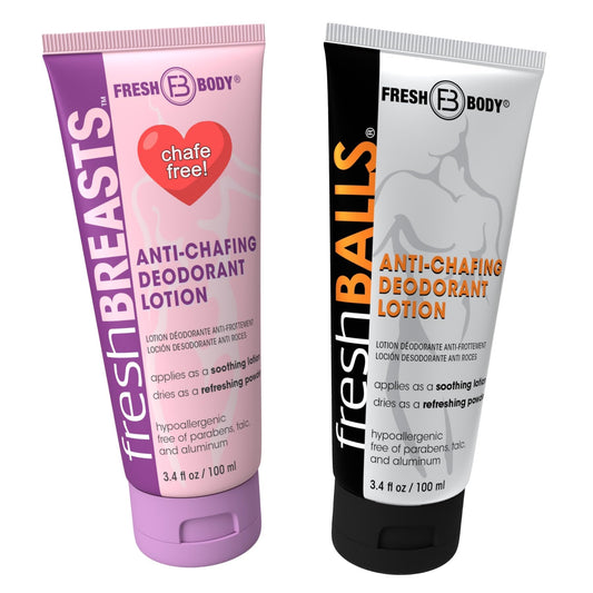 Fresh Breasts anti-chafing lotion for women keeps curves dry and comfortable.