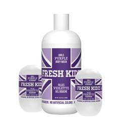 Fresh Kidz body wash bottle showing gentle daily-use formula for kids.