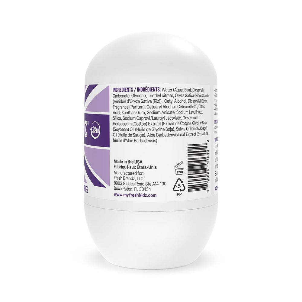 Fresh Kidz Girls Purple set packaging highlighting safe, kid-friendly care.