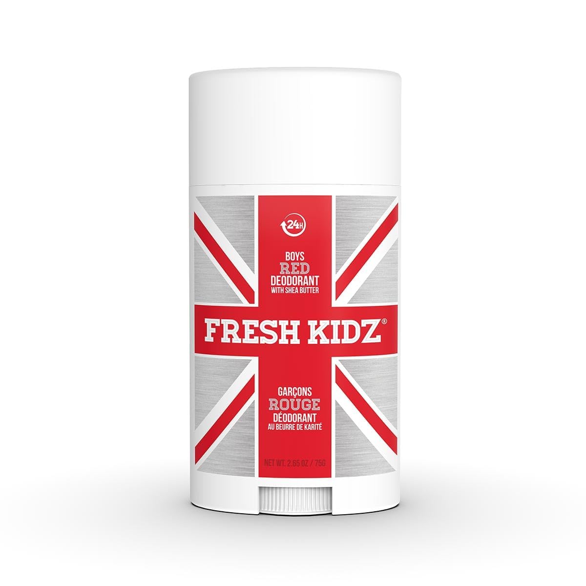 Fresh Kidz Red deodorant stick front view showing aluminum-free protection for active kids