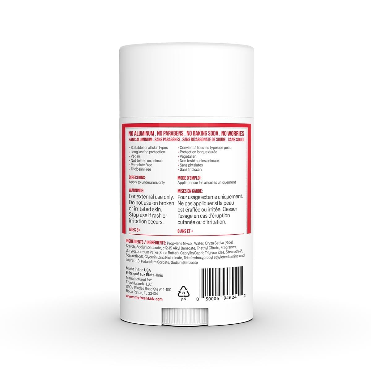 Fresh Kidz Red product identity suggesting safe, reliable deodorant for active teens