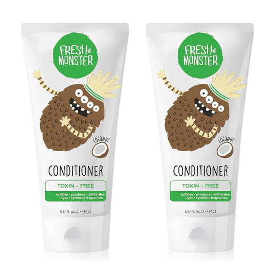 Fresh Monster Kids Hair Conditioner bottle pour showing detangling-ready formula