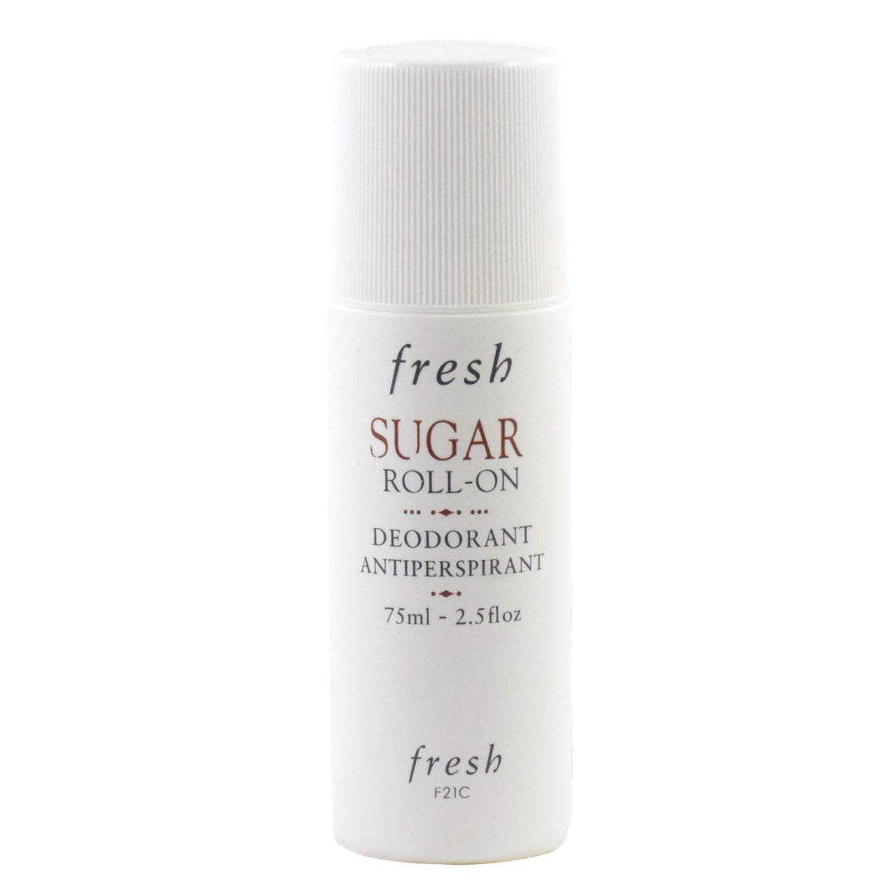 Fresh Sugar Roll-On Deodorant bottle showing the sugar scent and long-lasting odor protection.