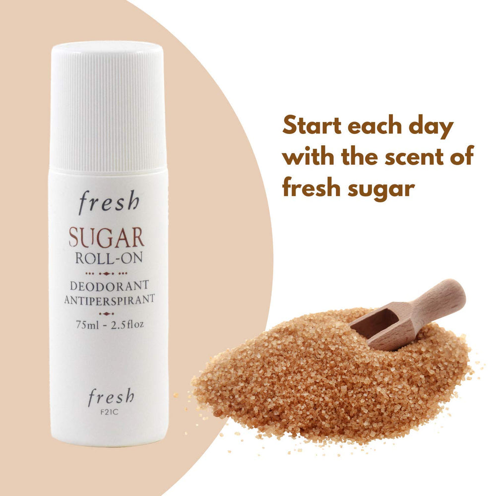 Fresh Sugar Roll-On with skin-soothing extracts for gentle wear.
