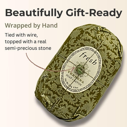 Fresh Verbena soap lather delivering a refreshing, skin-softening cleanse.