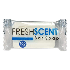 Freshscent bar soap 100-pack box for bulk hotel amenities and easy stocking.