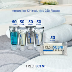 Freshscent conditioner tubes shown for quick, hygienic replenishment in hospitality settings.