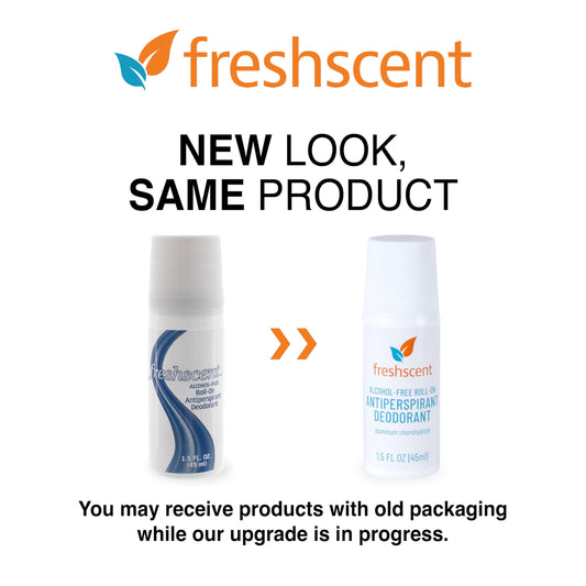 Freshscent roll-on deodorant packaging highlighting a value pack of 96.