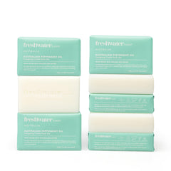 Freshwater Farm Australia energizing castile soap pack-shot highlighting eco-friendly packaging and value bundle.