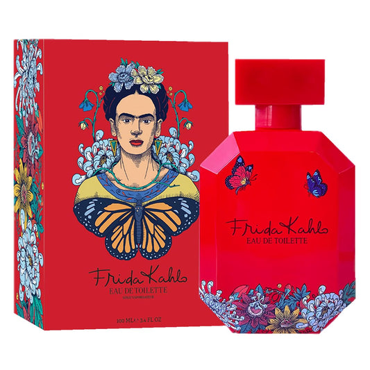 Frida Kahlo red eau de toilette bottle in lacquer finish, bold gift idea