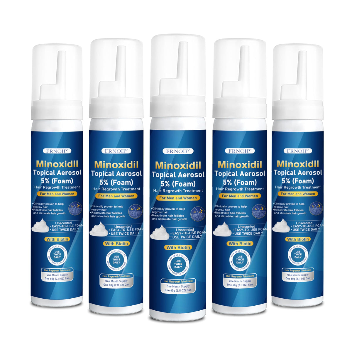 Frnoip Minoxidil Foam bottle ready for daily scalp application.
