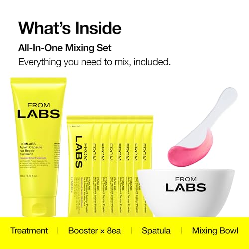 FromLabs keratin booster powder pack close-up with scoops for easy dosing