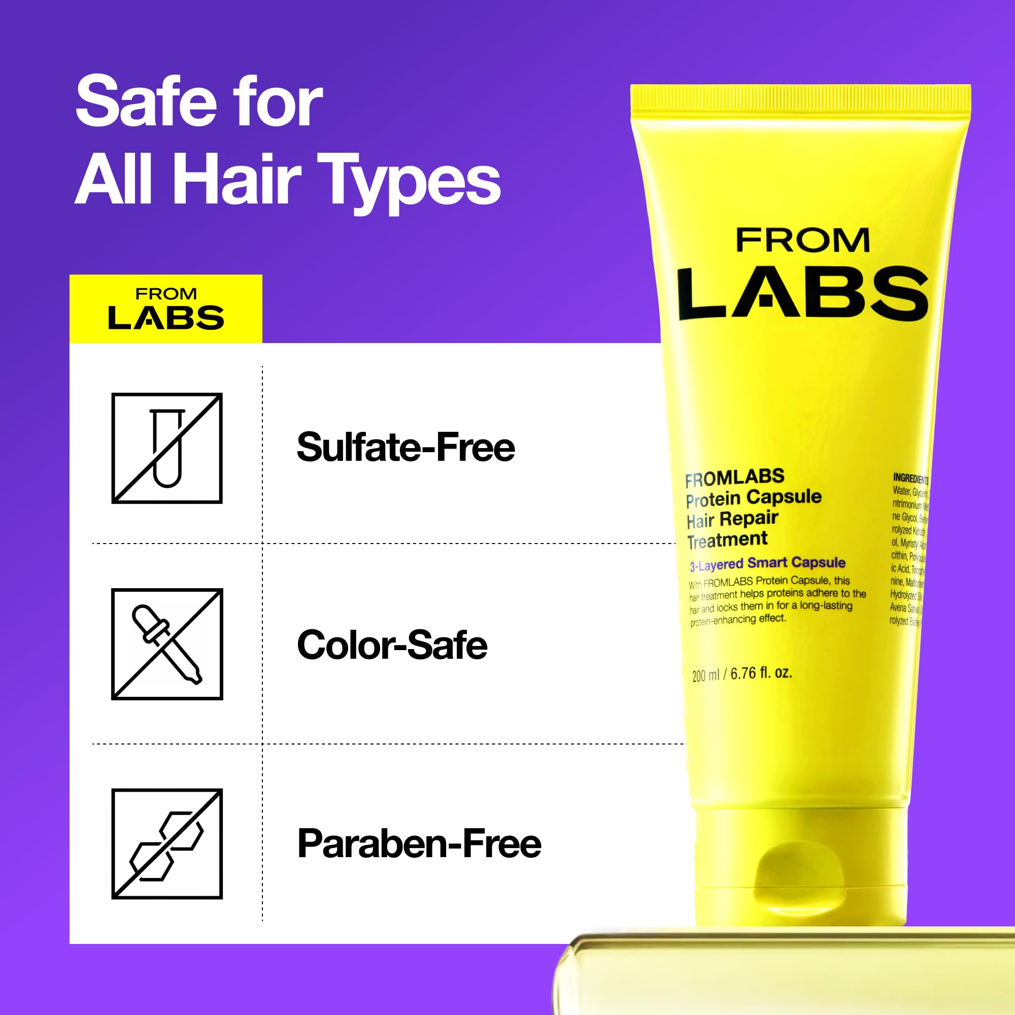 FROMLABS Bottle close-up highlighting keratin and amino acids
