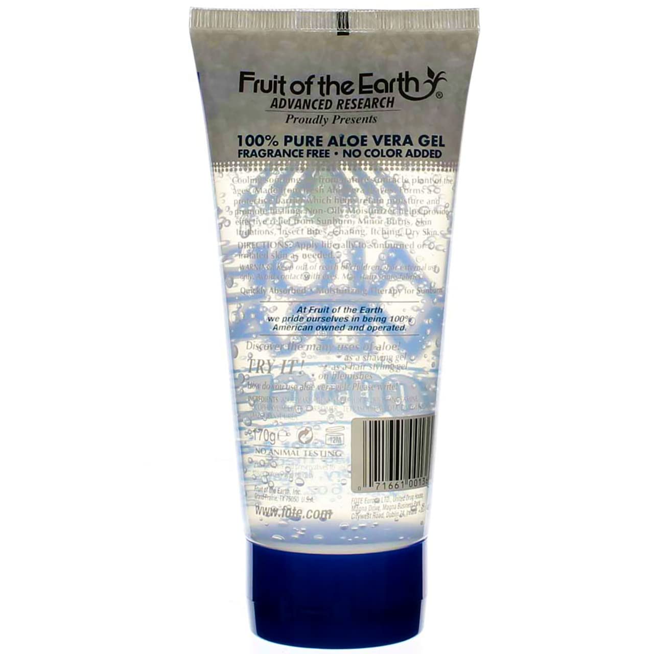 Tiny dab on clean skin with Fruit of the Earth Aloe Vera 100% Gel absorbs quickly.