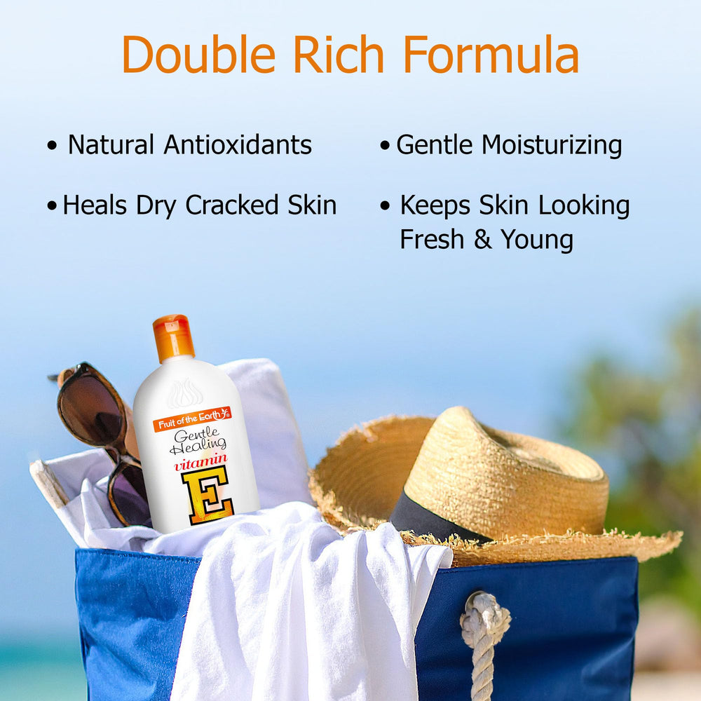 Packaging of Fruit of the Earth Vitamin E Lotion 2-pack, convenience