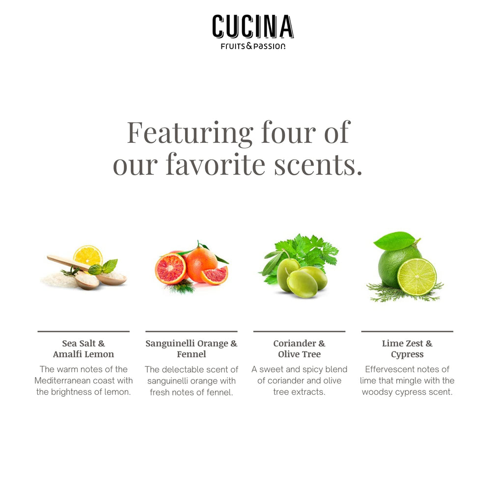 Fruits and Passion Cucina olive oil hand moisturizer, ideal for on-the-go daily hydration.