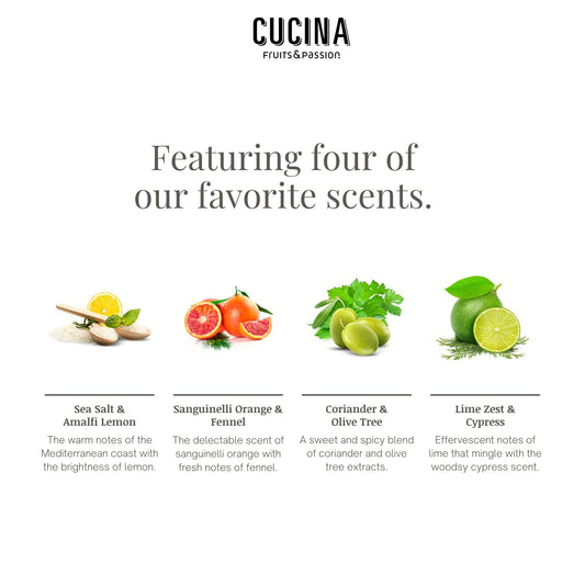 Fruits and Passion Cucina olive oil hand moisturizer, ideal for on-the-go daily hydration.
