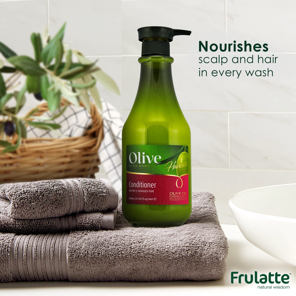 Frulatte bottle label highlights natural oils blend for hair care