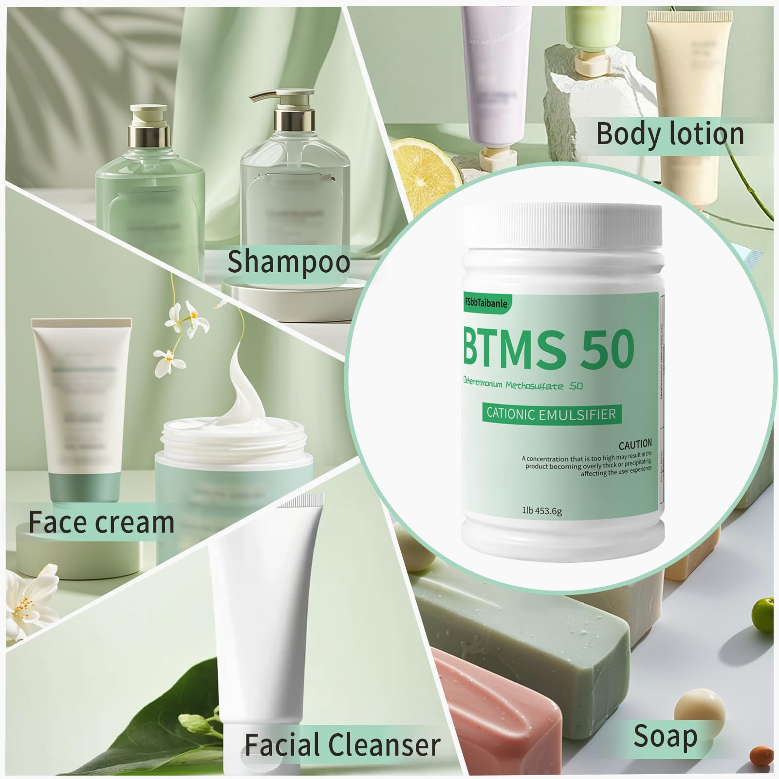 FSbbTaibanle BTMS 50 granules close-up showing clean texture ideal for stable emulsions.