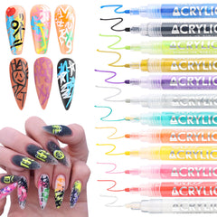 FSpronail 12-color nail art pens for vibrant DIY designs on natural and gel nails.