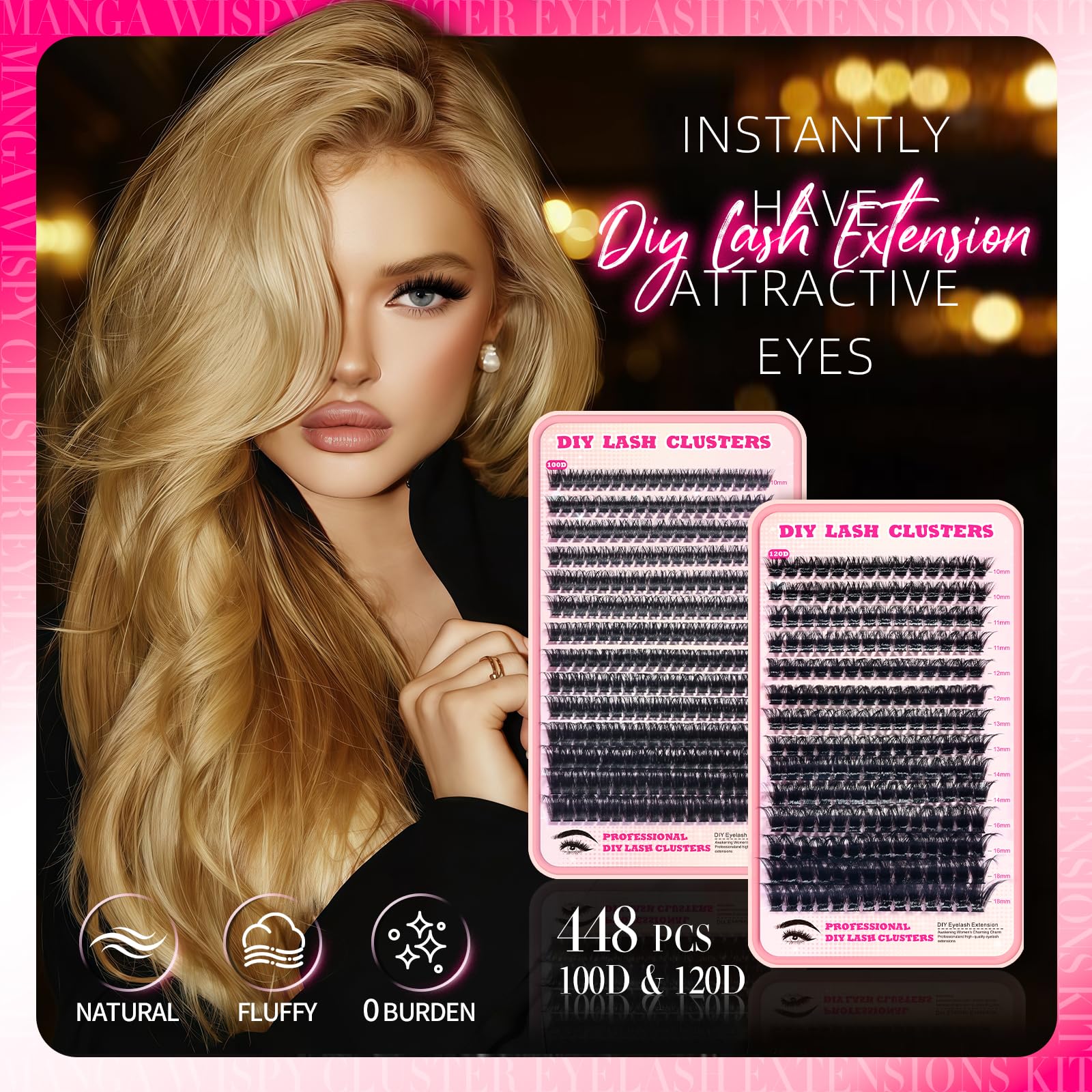 FTBZCF lash clusters 100D-120D density for balanced volume and natural fullness