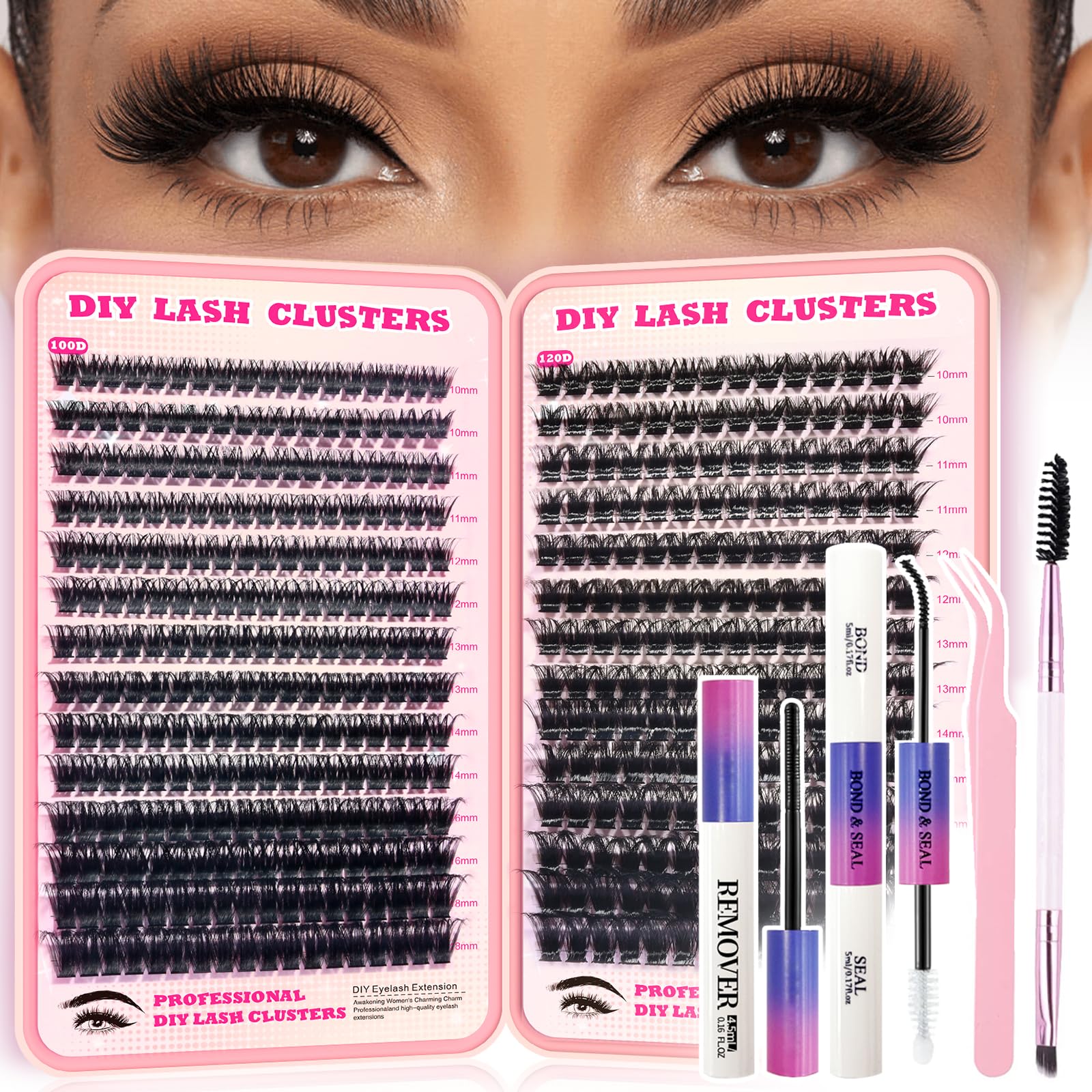 FTBZCF lash clusters kit with 448 pieces for customizable volume
