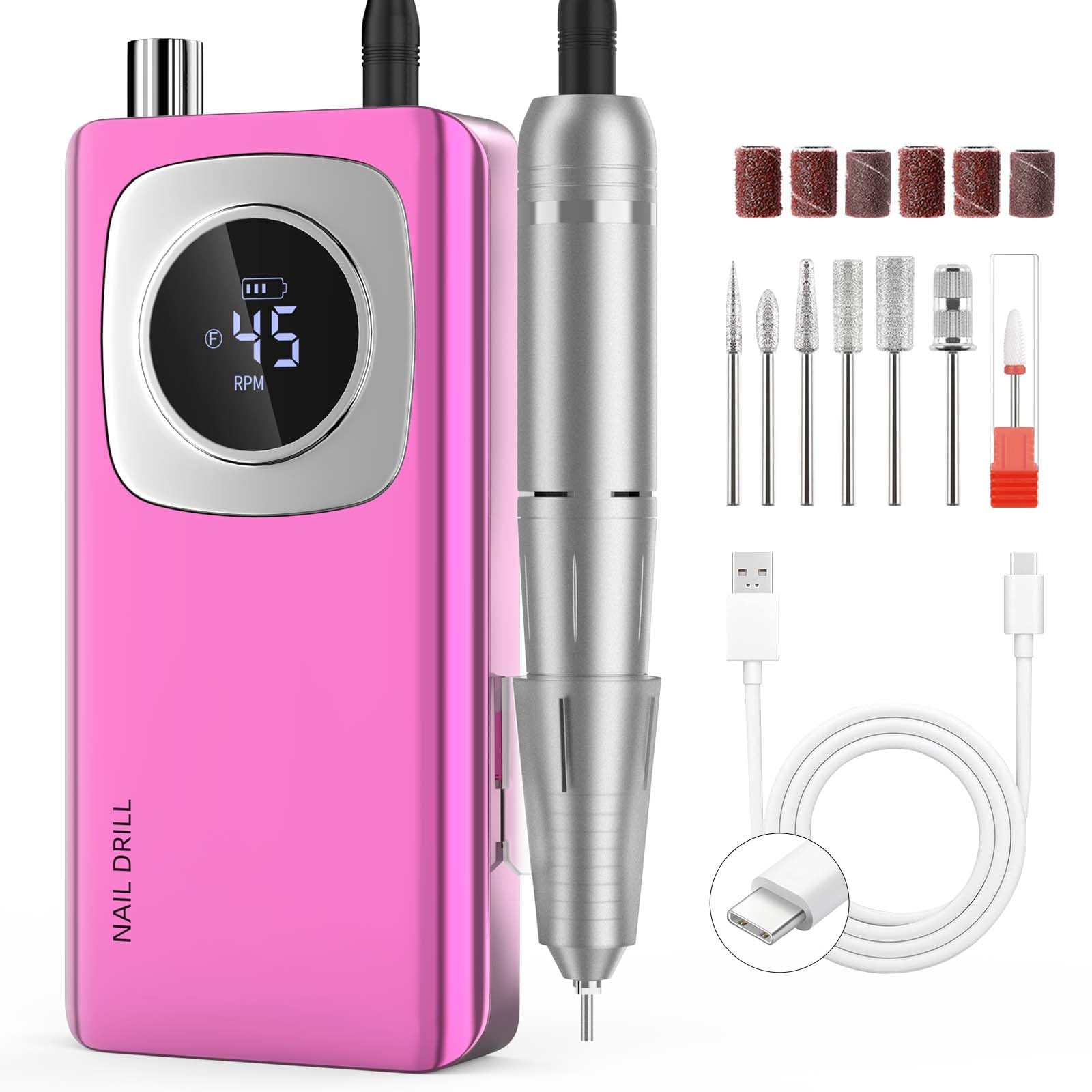FTOYIN electric nail drill high-speed action for efficient acrylic shaping.