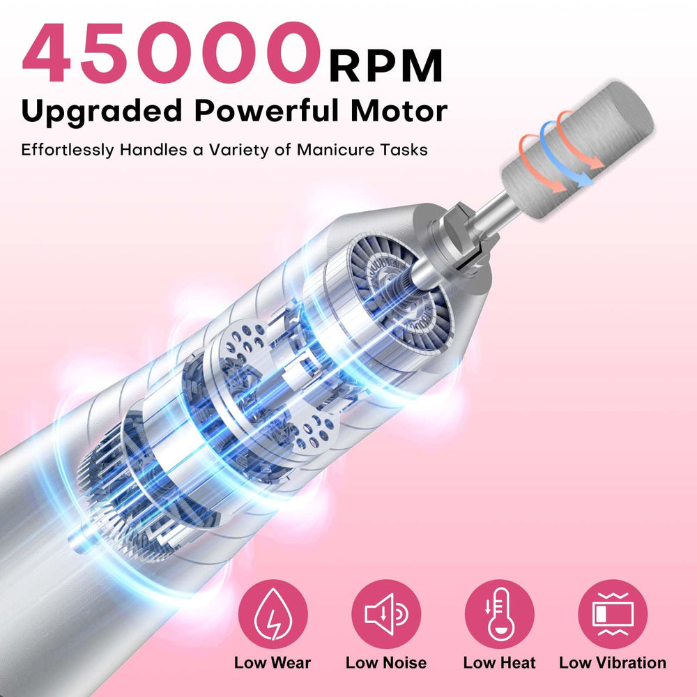 FTOYIN nail drill battery indicator shows long-lasting power for sessions.