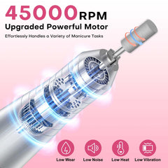 FTOYIN nail drill battery indicator shows long-lasting power for sessions.