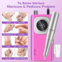 FTOYIN nail drill features forward and reverse rotation for both hands.