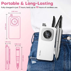 FTOYIN nail drill HD display reveals speed, direction, and battery at a glance.