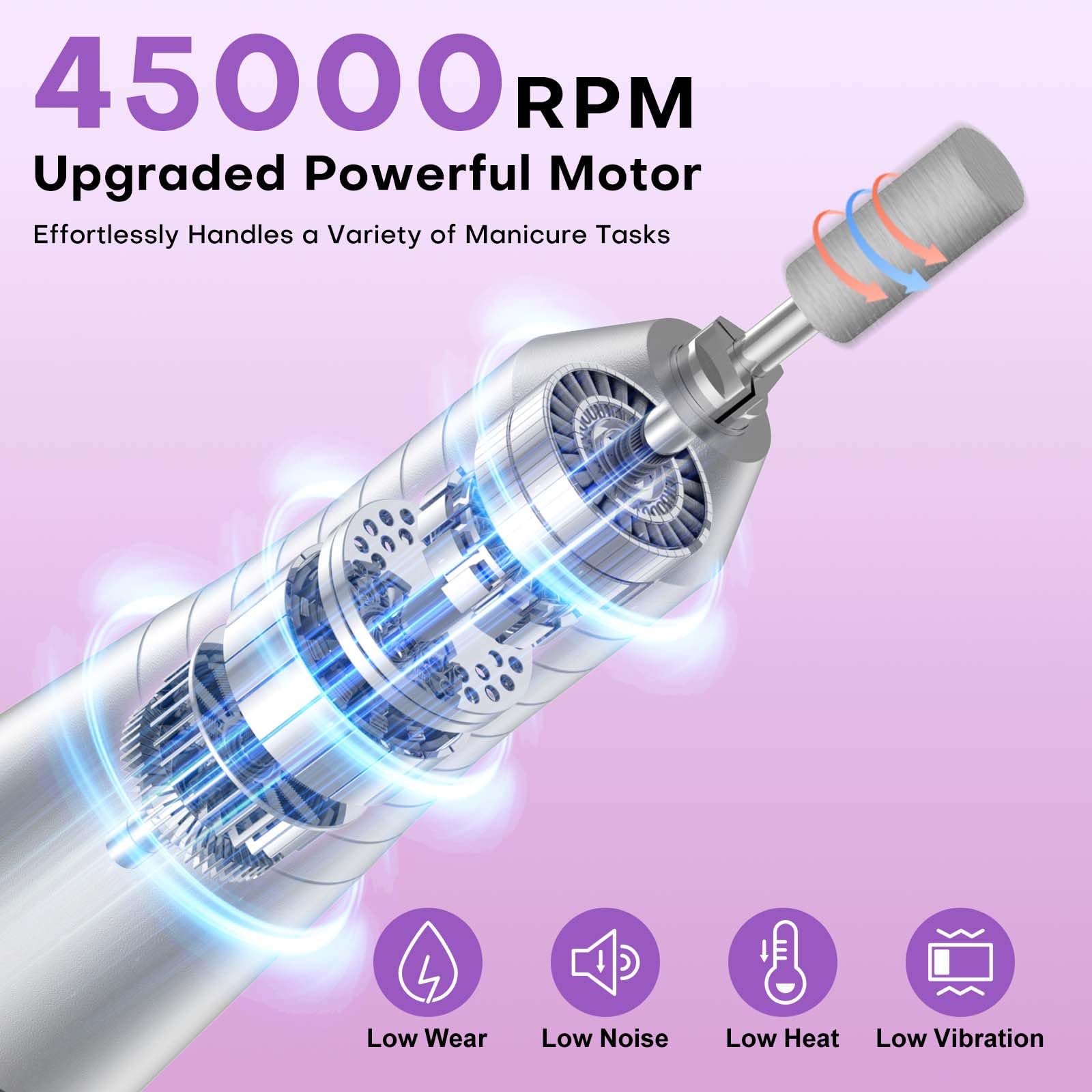FTOYIN rechargeable nail drill offers long life between charges.