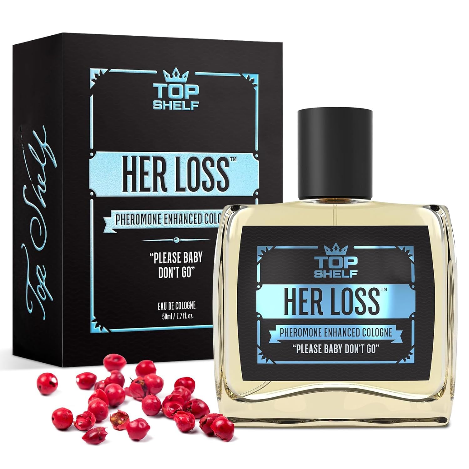 Fugit Her Loss bottle front view highlighting its sleek design for modern men