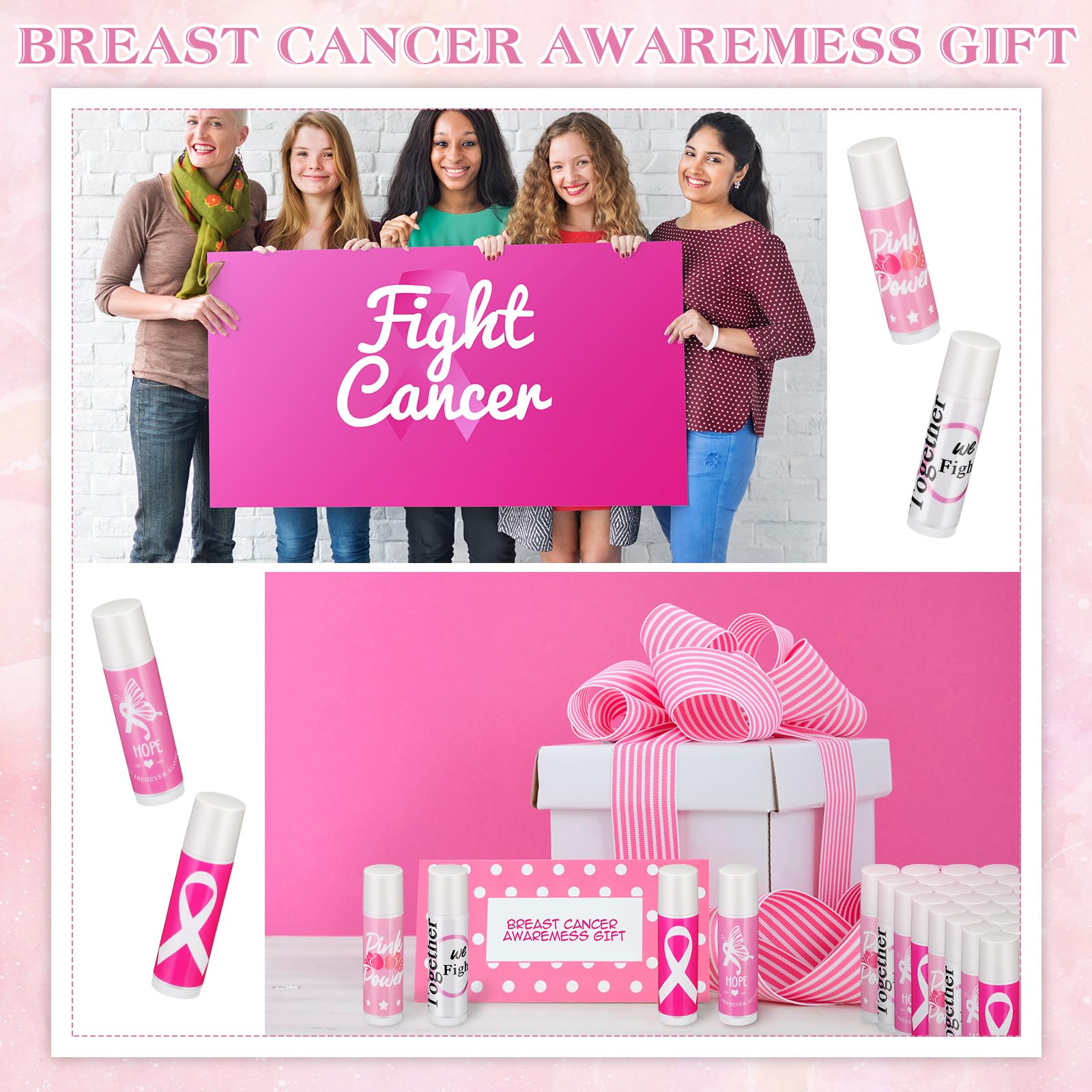 Fumete lip balm display for breast cancer awareness events and campaigns