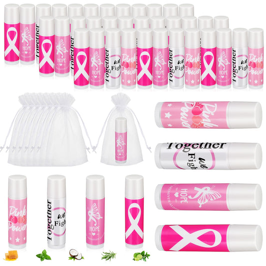 Fumete pink ribbon lip balm packaging for awareness gifts