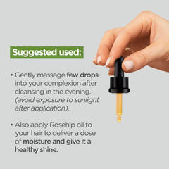 FUNAT Rosehip Oil on the face during application for renewed skin.