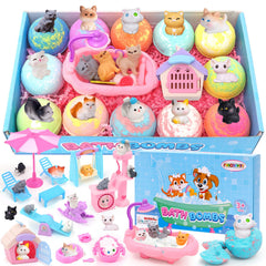 FUNCREVITY bath bombs with toy inside reveal a surprise toy as fizz unfolds