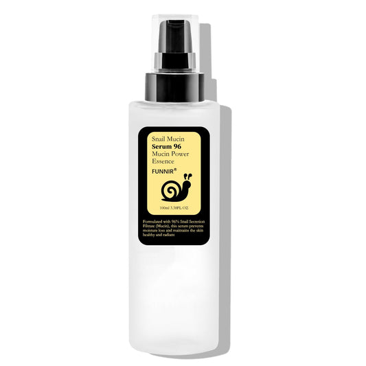 FUNNIR Snail Mucin 96% Essence bottle with clean packaging and hydration-ready formula
