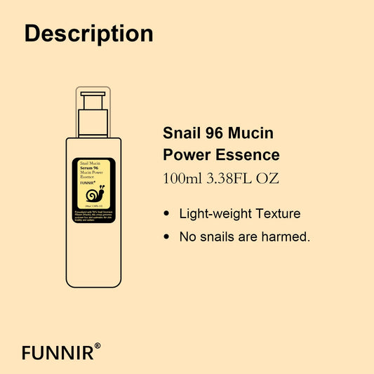 FUNNIR Snail Mucin 96% Essence dropper for precise, mess-free application
