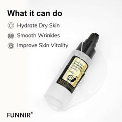 Ethical sourcing label on FUNNIR Snail Mucin 96% Essence indicating no snail harm